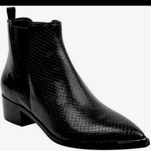 Marc Fisher snakeskin black booties